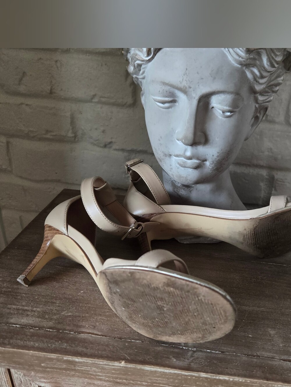 Nude Ankle Strap Kitten Heels By Talbots, 7.5, Party, Wedding - Picture 7 of 7
